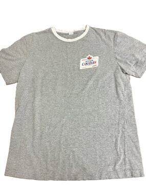 Vintage Molson Canadian Beer Ringer Tee Medium Gray Heather 90s Promotional